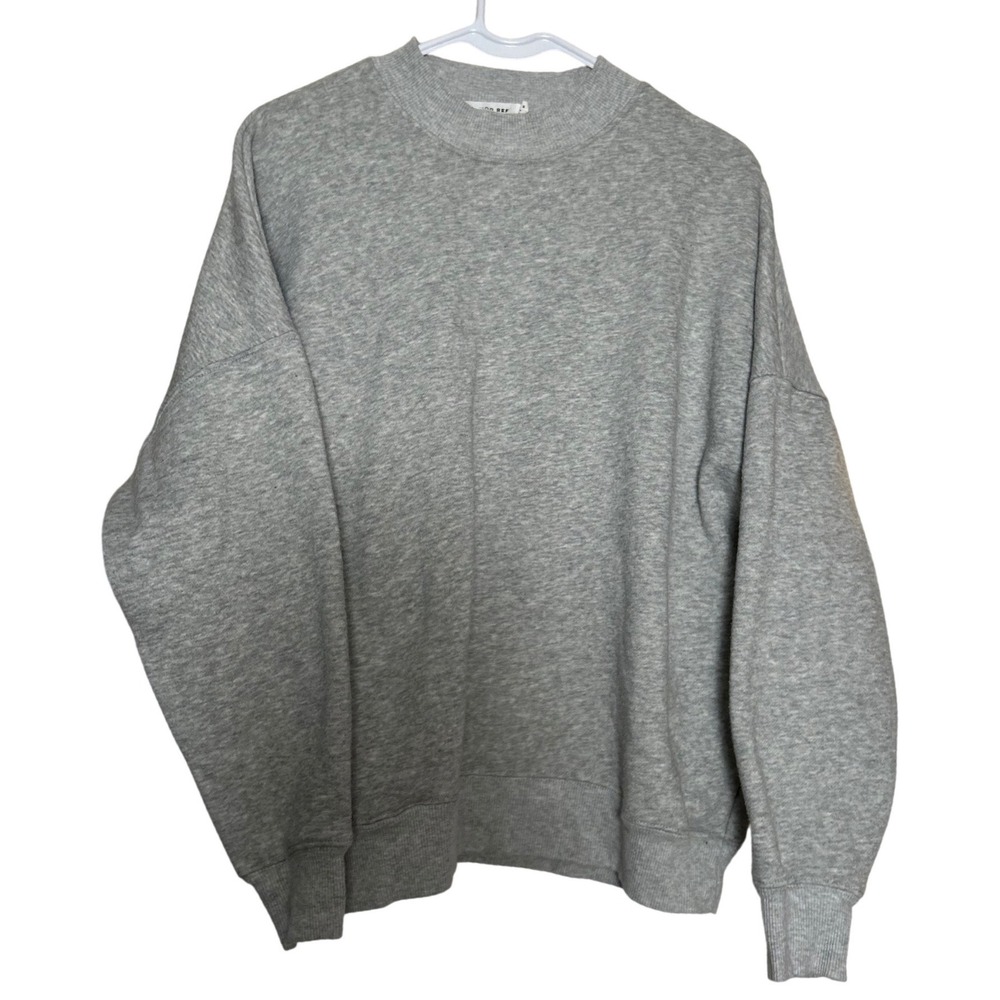 MOD REF Heather Gray Thick Oversized Crewneck‎ Sweatshirt Pockets Minimalist S
